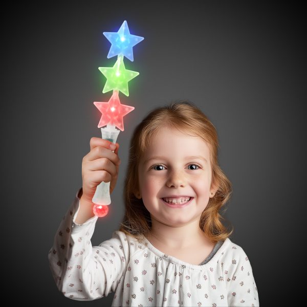 LED Triple Star Wand by Windy City Novelties- LIT009EA