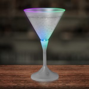 LED 7 oz. Martini Glass With White Stem by Windy City Novelties- LIT877EA