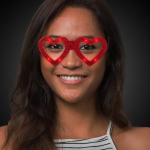 LED Red Heart Glitter Glasses by Windy City Novelties- GLS61-GLS611EA