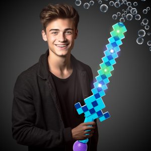 LED Blue Pixel Bubble Sword by Windy City Novelties- BUB170EA