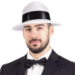 White Gangster Fedora Hats by Windy City Novelties- HAT159DZ