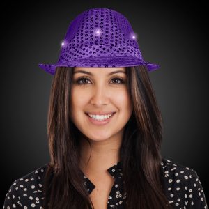 LED Purple Sequin Fedora Hat by Windy City Novelties- HAT2-HAT258EA