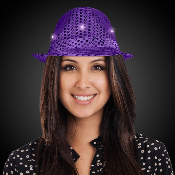 LED Purple Sequin Fedora Hat by Windy City Novelties- HAT2-HAT258EA