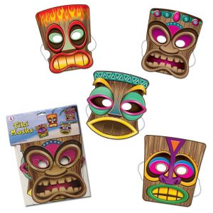 Tiki Masks - 4 Per Unit by Windy City Novelties- DEC66805UN