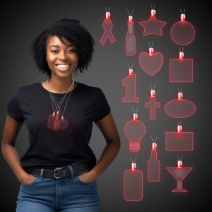Red LED Pendant Necklaces by Windy City Novelties- LIT904
