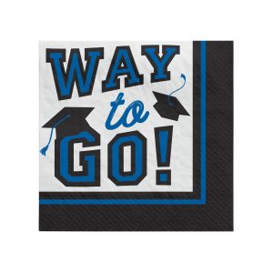 Blue Graduation Beverage Napkins by Windy City Novelties- PAP137BBUN