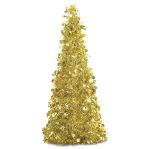 Gold Tinsel Tree 10" Centerpiece by Windy City Novelties- DEC240597EA