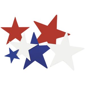 Red, White and Blue Star Cutouts - 9 Per Unit by Windy City Novelties- DEC55266UN