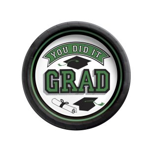 Green You Did It Grad 6 3/4" Plates by Windy City Novelties- PAP137GPUN