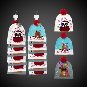 LED Christmas Knit Beanies Retail Display by Windy City Novelties- RHH690CS