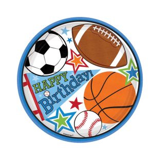 Sports Birthday Party Plates 8 Pack by Windy City Novelties- PAP1292PUN