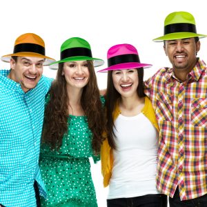 Neon Gangster Fedora Hats - 12 Pack by Windy City Novelties- HAT066DZ
