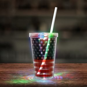 LED Patriotic Double Wall 16 oz. Cup by Windy City Novelties- LIT857EA