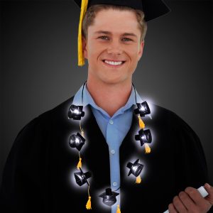 LED Black Graduation Caps Necklace by Windy City Novelties- RHL486EA