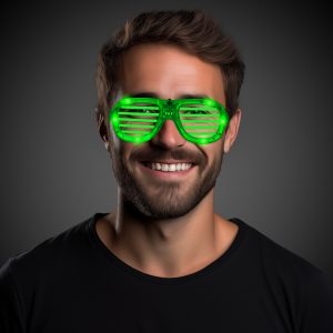 Green LED and Light - Up Slotted Glasses by Windy City Novelties- LIT27-LIT277EA