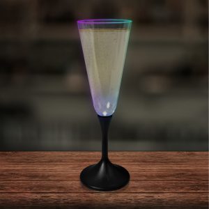 LED 7 oz. Champagne Glass Black Stem by Windy City Novelties- LIT854EA