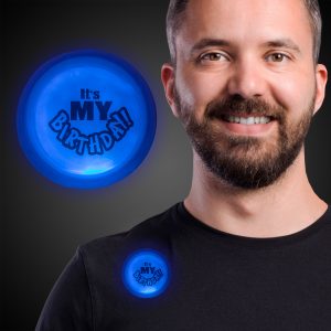 Blue It's My Birthday Glow Badge by Windy City Novelties- SHAPE.IMB