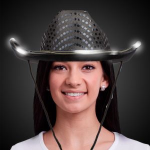 LED Black Sequin Cowboy Hat by Windy City Novelties- HAT54-HAT541EA