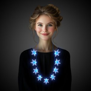 LED Snowflake Necklace by Windy City Novelties- LIT482EA