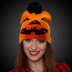 LED Pumpkin Knit Beanie by Windy City Novelties- HAT660EA
