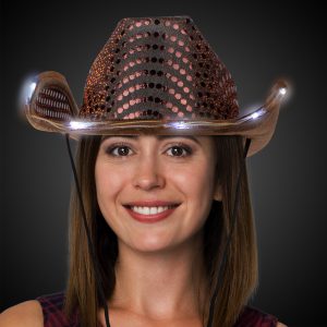 LED Brown Sequin Cowboy Hat by Windy City Novelties- HAT54-HAT548EA