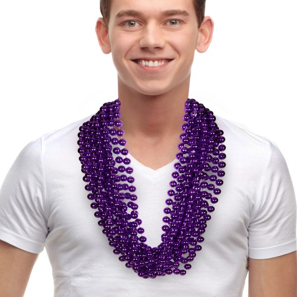 Purple 33" 12mm Bead Necklaces by Windy City Novelties- JLR25-JLR254DZ
