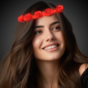 LED Red Roses Halo Headband by Windy City Novelties- APR222EA