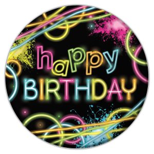 Glow Party Birthday Plates - 9" - 8 Per Unit by Windy City Novelties- PAP8132DPUN