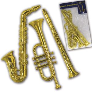 Gold Musical Decorations - 3 Per Unit by Windy City Novelties- DEC55879UN