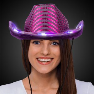 LED Purple Sequin Cowboy Hat by Windy City Novelties- HAT54-HAT547EA