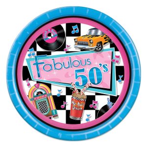 Fabulous 50's Plates - 9" - 8 Per Unit by Windy City Novelties- PAP58035DPUN