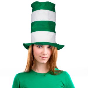 Green & White Striped Stove Top Hat by Windy City Novelties- HAT210EA