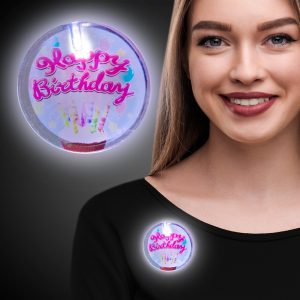 LED Happy Birthday Pin by Windy City Novelties- LIT539EA