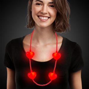 LED Jumbo Red Hearts Necklace by Windy City Novelties- JLR540EA