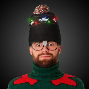 LED Reindeer Knit Beanie by Windy City Novelties- HAT652EA