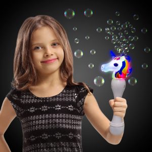 LED Unicorn Bubble Wand with Bubbles by Windy City Novelties- BUB080EA