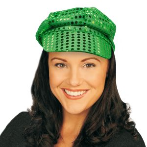 Green Sequin Newsboy Cap by Windy City Novelties- HAT267EA