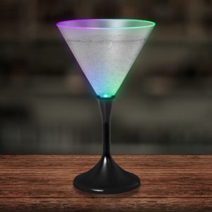 LED 7 oz. Martini Glass With Black Stem by Windy City Novelties- LIT853EA
