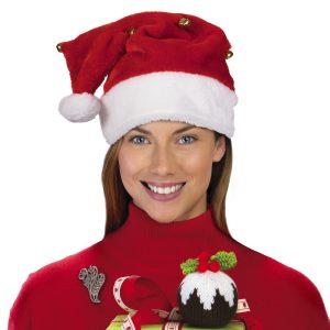 Santa Hat with Bells by Windy City Novelties- HAT588EA