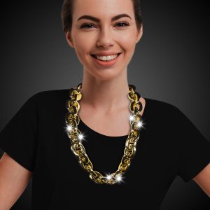 LED Gold Chain Link Necklace by Windy City Novelties- LIT49-LIT496EA