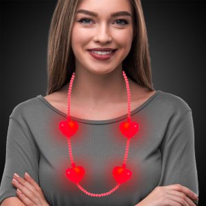 LED Jumbo Pink Hearts Necklace by Windy City Novelties- JLR541EA
