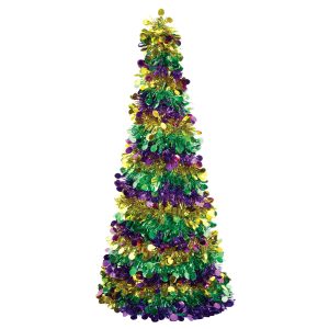 Mardi Gras Tinsel Tree 18" Centerpiece by Windy City Novelties- DEC242519EA