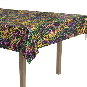 Mardi Gras Beads Plastic Table Cover by Windy City Novelties- PAP57938EA