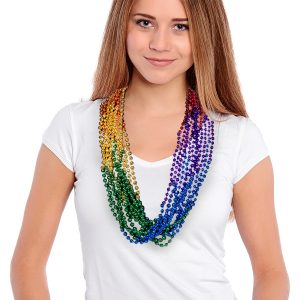 Rainbow Bead 33" Necklaces by Windy City Novelties- JLR104DZ