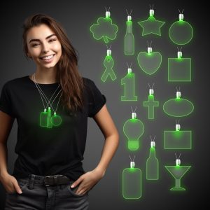Green LED Pendant Necklaces by Windy City Novelties- LIT903