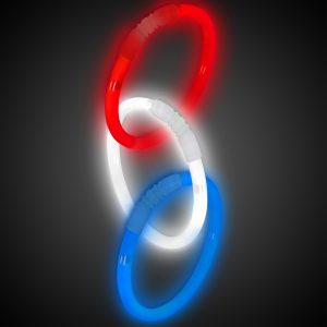 Red, White, and Blue Glow Bracelets by Windy City Novelties- GBS916UN