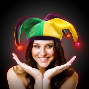 LED Mardi Gras Velvet Jester Hat by Windy City Novelties- HAT048EA