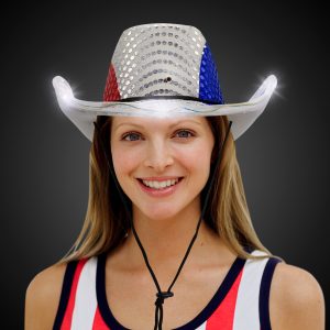 LED Patriotic Sequin Cowboy Hat by Windy City Novelties- HAT1117EA