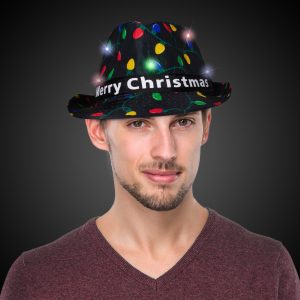 LED Merry Christmas Fedora Hat by Windy City Novelties- HAT670EA