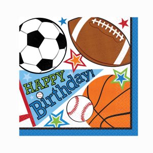 Sports Birthday Lunch Napkins 16 Pack by Windy City Novelties- PAP1292LUN
